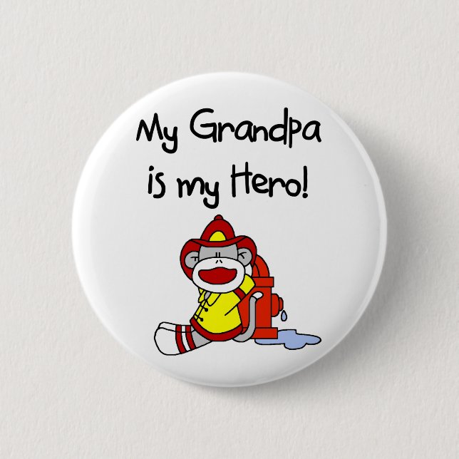 Firefighter Grandpa Hero 2 Inch Round Button (Front)