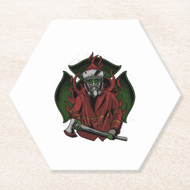 Firefighter Halloween Costume Paper Coaster (Front)