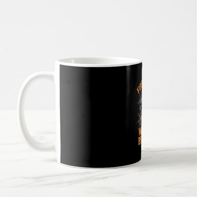 Firefighter Halloween Witch Night Design Coffee Mug (Left)