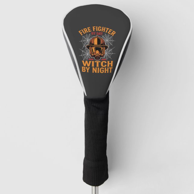 Firefighter Halloween Witch Night Design Golf Head Cover (Front)