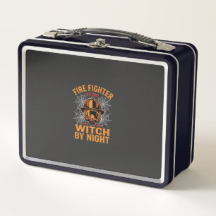 Firefighter Halloween Witch Night Design Metal Lunch Box