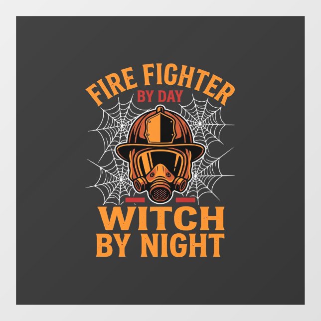 Firefighter Halloween Witch Night Design Window Cling (Sheet)