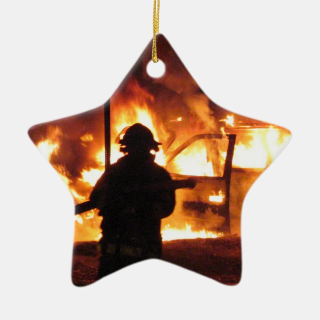 Firefighter Handline Ceramic Ornament (Front)