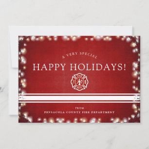 FireFighter Happy Holidays   Christmas Custom Flat Holiday Card