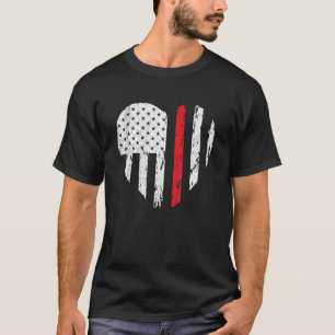 Firefighter Heart Love Distressed USA Flag Wife Gi T-Shirt