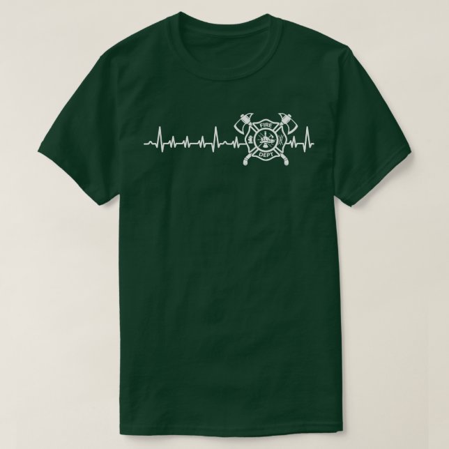 Firefighter Heart Pulse Firefighter T Shirt (Design Front)