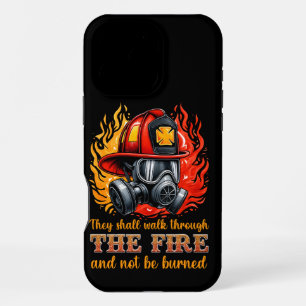 Firefighter helmet amid flames  iPhone 16 pro max case