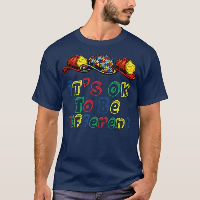 Firefighter Helmet Autism Awareness Boys Autism  T-Shirt (Front)