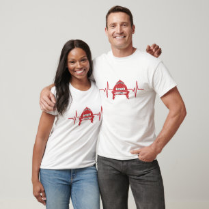 Firefighter Helmet Heartbeat Custom T-Shirt