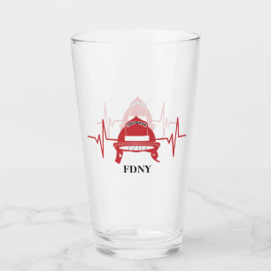 Firefighter Helmet Heartbeat Personalized  Glass