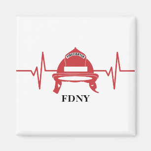 Firefighter Helmet Heartbeat Personalized  Magnet