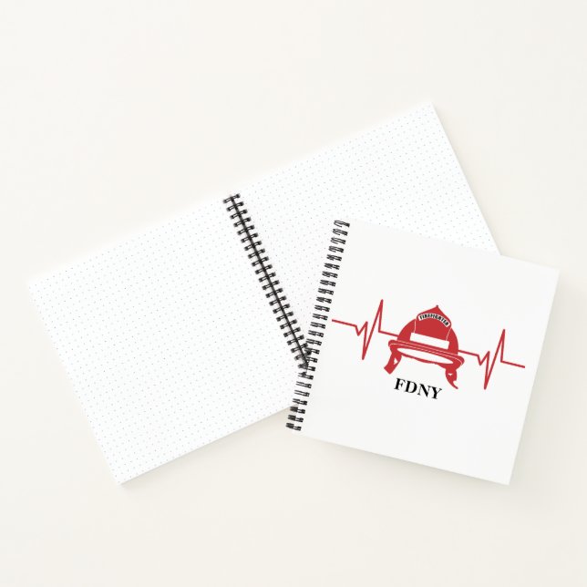 Firefighter Helmet Heartbeat Personalized Recipe Notebook (Inside)