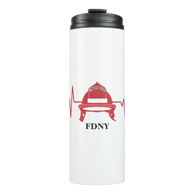 Firefighter Helmet Heartbeat Personalized  Thermal Tumbler (Front)