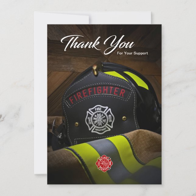 Firefighter Helmet & Jacket Thank You Postcard (Front)