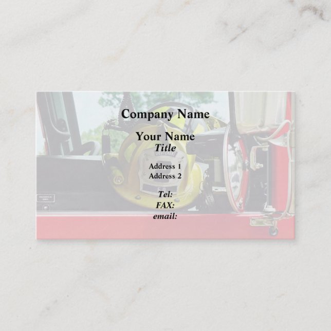 Firefighter Helmets Inside Fire Truck Business Card (Front)