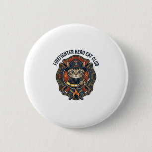 Firefighter Hero Cat Cat Graphic Tee Art - Firefig 2 Inch Round Button