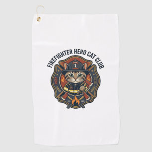 Firefighter Hero Cat Cat Graphic Tee Art - Firefig Golf Towel