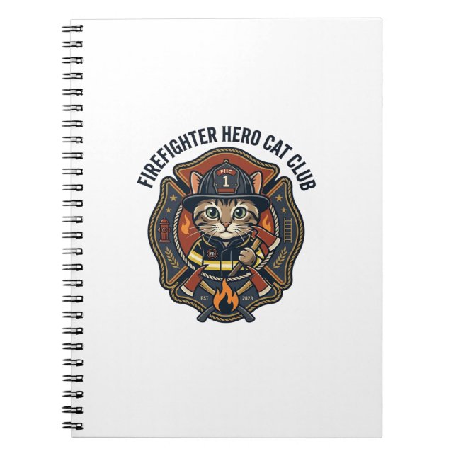 Firefighter Hero Cat Cat Graphic Tee Art - Firefig Notebook (Front)