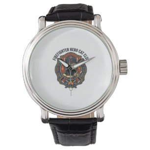 Firefighter Hero Cat Cat Graphic Tee Art - Firefig Watch