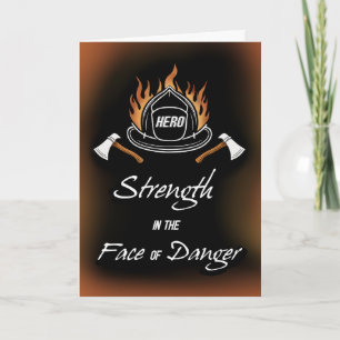 Firefighter Hero Thanks Hat with Fire on Black Card
