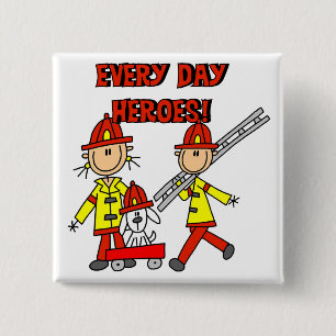 Firefighter Heroes Tshirts and Gifts 2 Inch Square Button