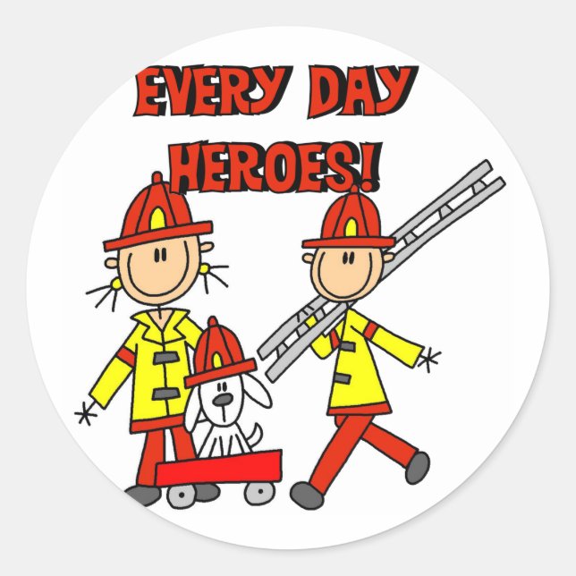 Firefighter Heroes Tshirts and Gifts Classic Round Sticker (Front)