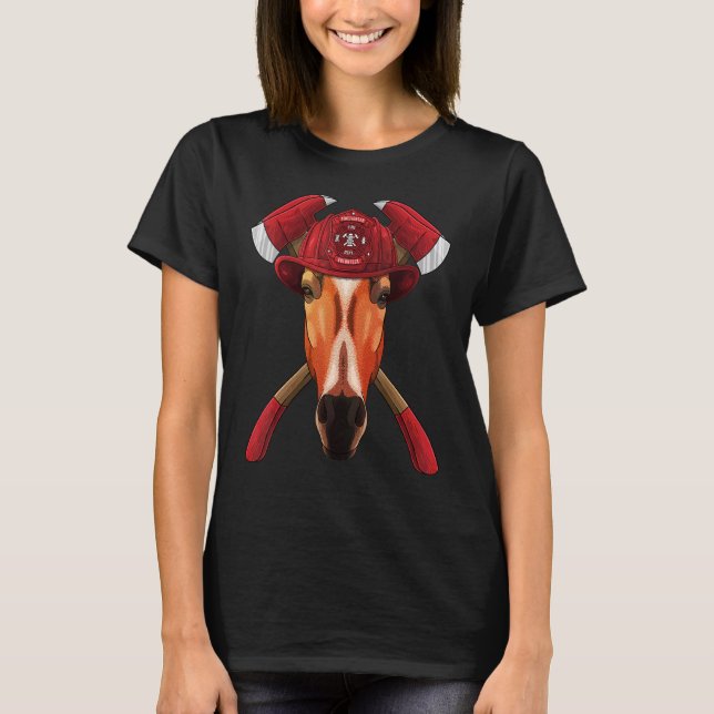 Firefighter Horse Fireman Boys Kids Fire Rescue Fa T-Shirt (Front)