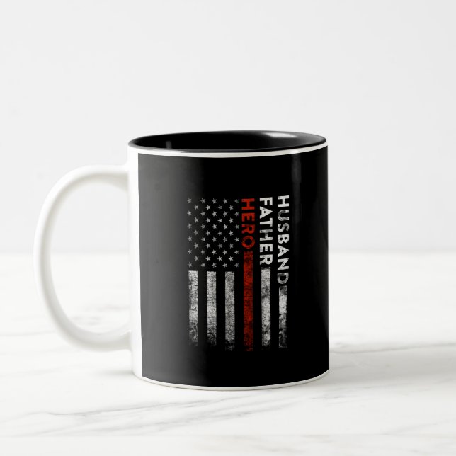 Firefighter Husband, Father, Hero Two Tone Mug (Left)