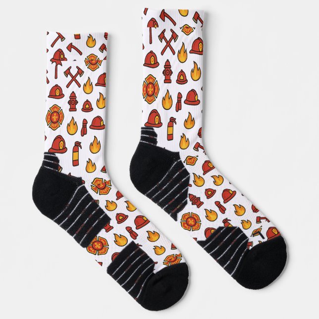 Firefighter Icons Pattern Socks  (Right)