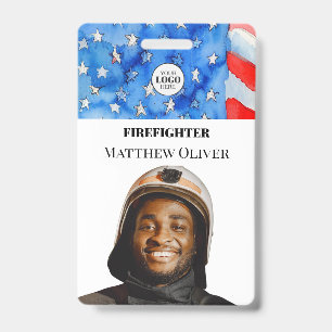 Firefighter ID Photo Flag Logo Badge