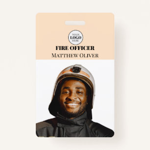Firefighter ID Photo Simple Beige Logo Badge