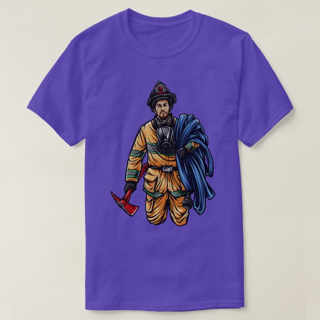 Firefighter Illustration Firefighter Hero T-Shirt (Design Front)