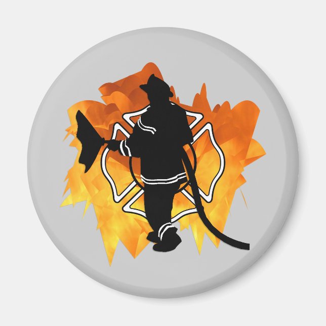 Firefighter IN Flames Magnet (Front)