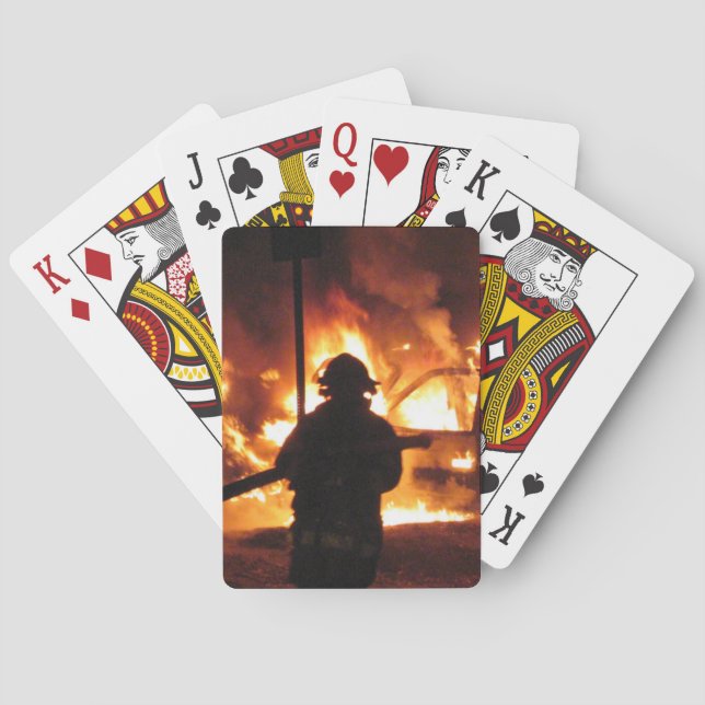Firefighter In The Flames Playing Cards (Back)