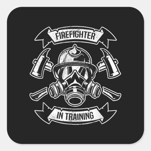 Firefighter In Training Axe Gas Masks Aspirant Square Sticker (Front)