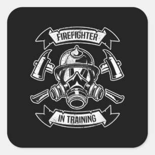 Firefighter In Training Axe Gas Masks Aspirant Square Sticker
