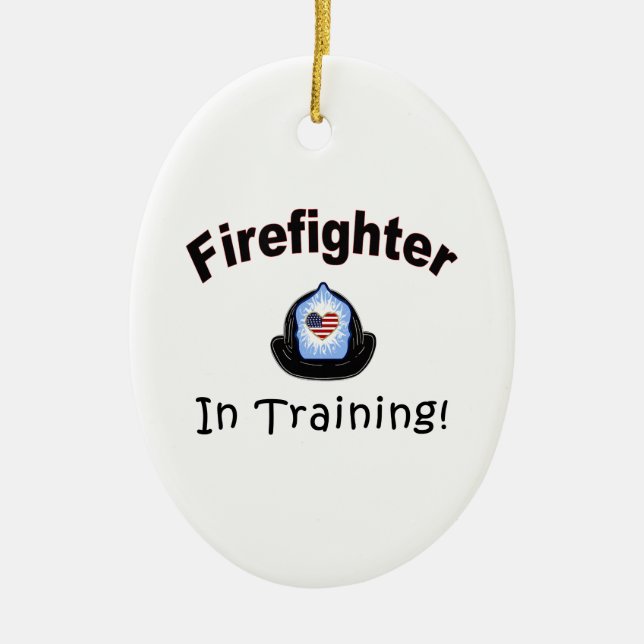 Firefighter In Training Ceramic Ornament (Front)