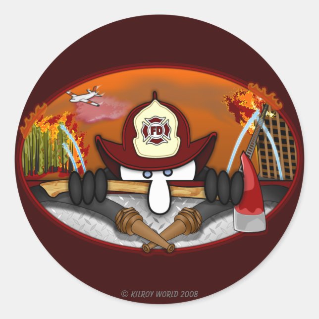 Firefighter Kilroy Sticker (Front)