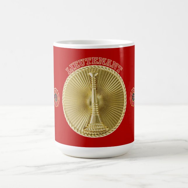 Firefighter Lieutenant’s Gold Bugle Medallion Coffee Mug (Center)