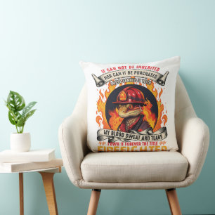 Firefighter Lizard Throw Pillow