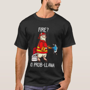 Firefighter Llama Alpaca Kids  For Fireman Boys T-Shirt