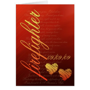 Firefighter love card - customize with your date