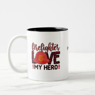 Firefighter Love my Hero  Two-Tone Coffee Mug