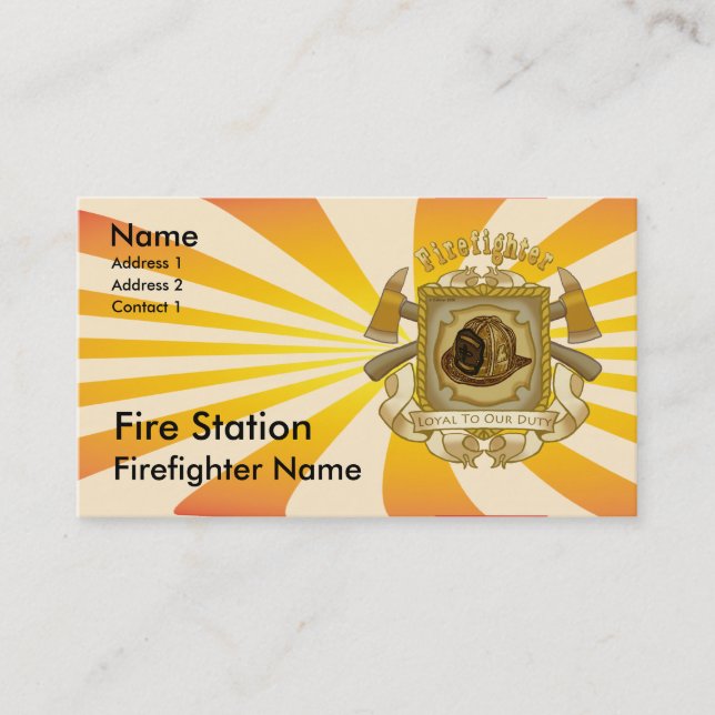Firefighter Loyal Shield  Business Card (Front)