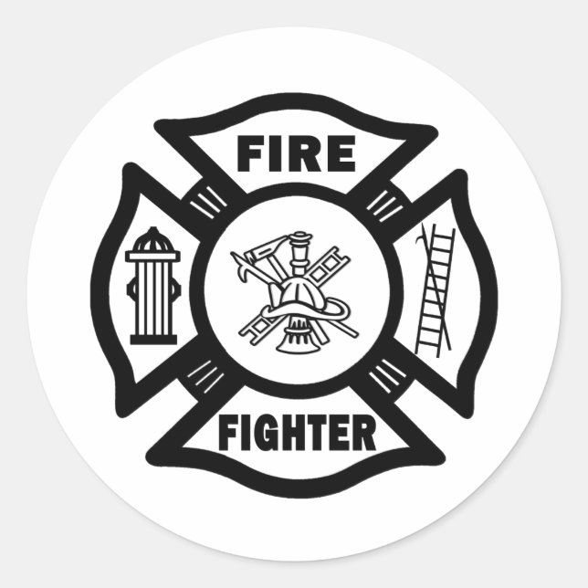 Firefighter Maltese    Classic Round Sticker (Front)
