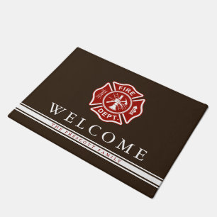 Firefighter Maltese Cross Coffee Welcome Doormat
