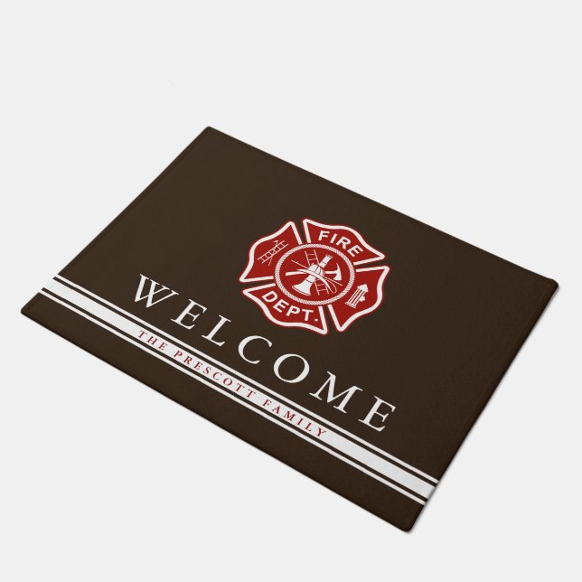 Firefighter Maltese Cross | Coffee Welcome Doormat (Angled)