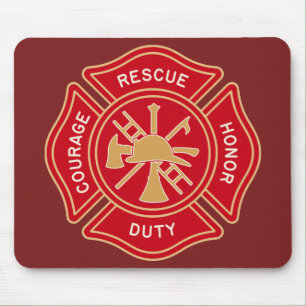 Firefighter Maltese Cross Emblem Mouse Pad