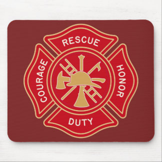 Firefighter Maltese Cross Emblem Mouse Pad
