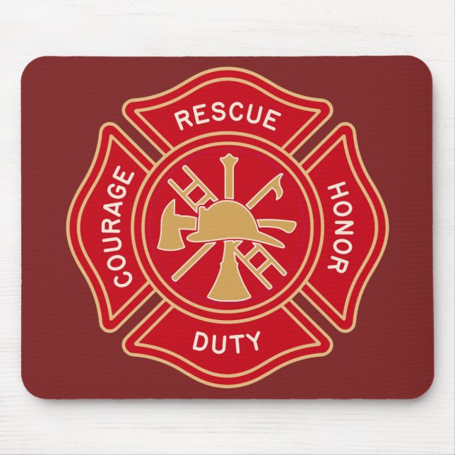 Firefighter Maltese Cross Emblem Mouse Pad (Front)